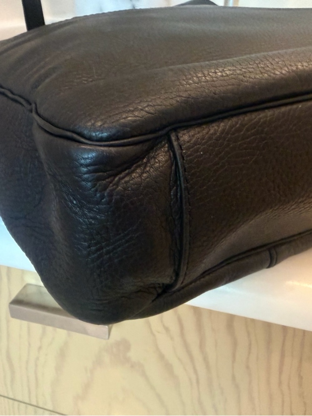 Cole Haan Black Leather Briefcase Work Bag with Shoulder Strap. New. - Picture 6 of 12
